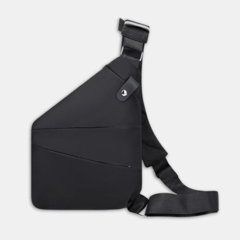 Mochila bandolera triangular unisex para viaje, con compartimentos de seguridad antirrobo.