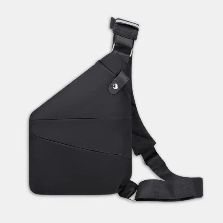 Mochila bandolera triangular unisex para viaje, con compartimentos de seguridad antirrobo.