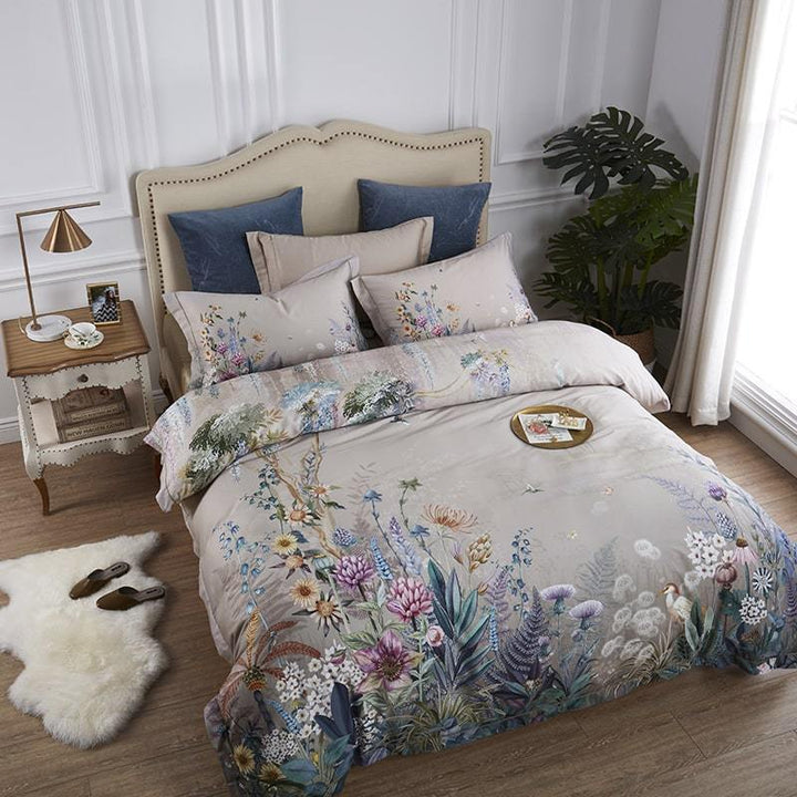 Funda nórdica doble floral de 600 hilos. Lujo en algodón egipcio para tu decoración del hogar.
