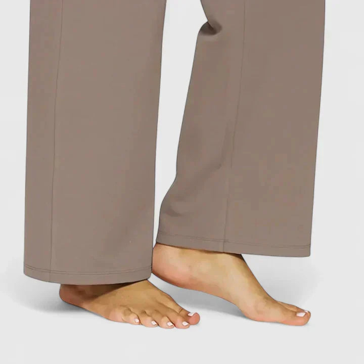 Pantalón recto de mujer, estilo casual y elegante, con cintura elástica para confort.