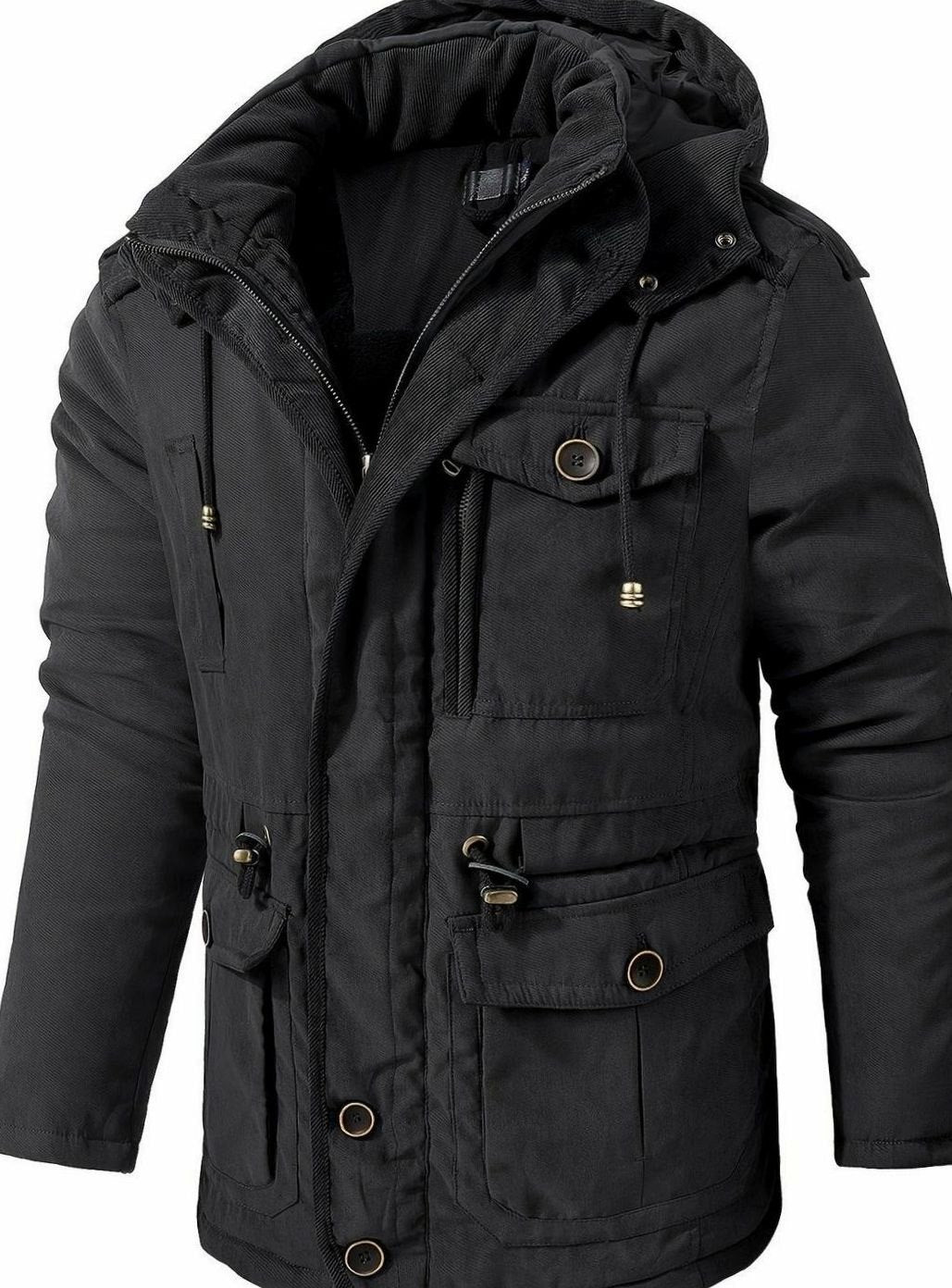 Abrigo acolchado casual para hombre, ideal invierno. Parka utility con capucha y amplios bolsillos.