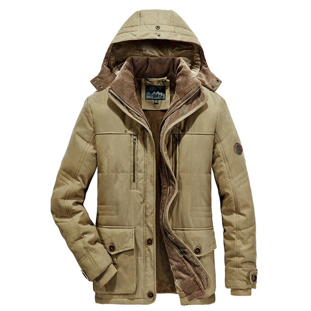 Chaqueta cálida de invierno para hombre con doble forro. Ropa exterior masculina, capucha desmontable, moda casual.