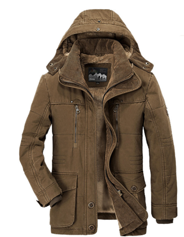 Abrigo de Invierno para Hombre con Doble Forro y Capucha Desmontable. Chaqueta cálida, moda masculina.