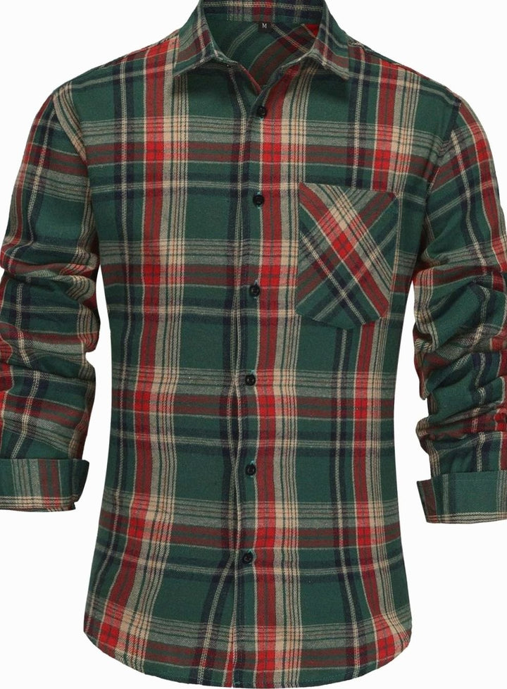 Camisa de franela a cuadros para hombre, manga larga, estilo casual de invierno/otoño, ropa masculina.