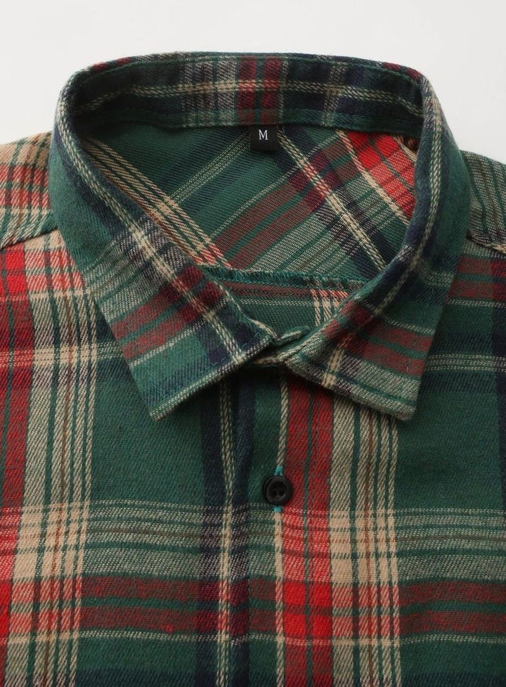 Camisa de franela para hombre, manga larga, cálida, con estampado a cuadros, ideal para otoño e invierno.