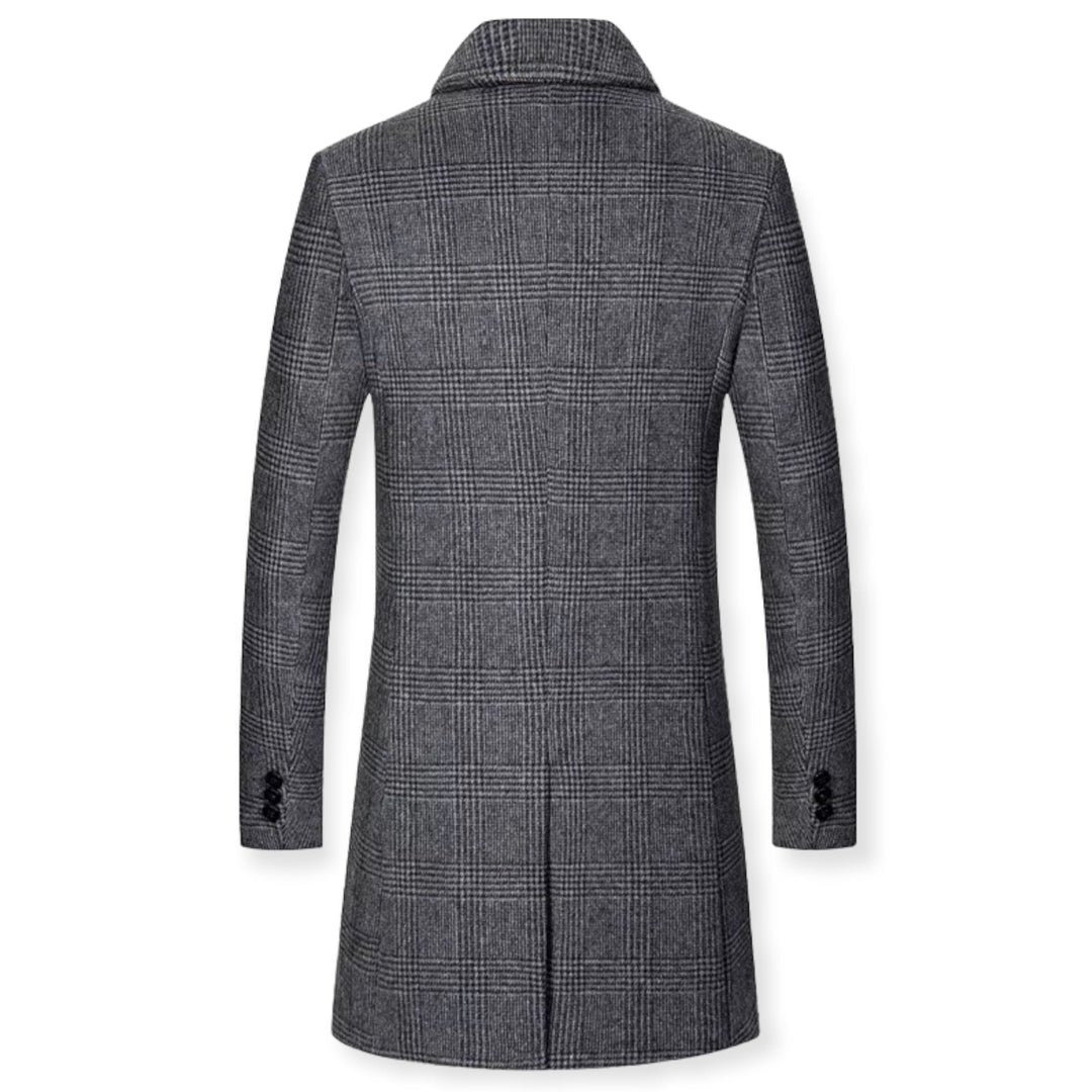 Abrigo de lana a cuadros para hombre, ideal para invierno y otoño. Ropa de abrigo masculina estilo elegante.