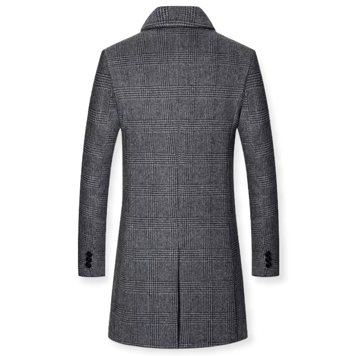 Abrigo de lana a cuadros para hombre, ideal para invierno y otoño. Ropa de abrigo masculina estilo elegante.