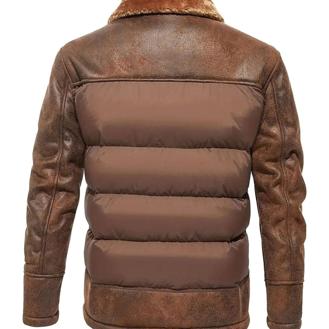 Chaqueta de invierno BRANNVIK para hombre, efecto piel. Abrigo urbano, cálido y moderno con cuello sherpa.