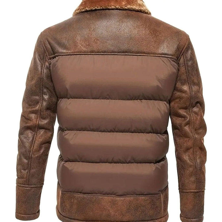 Chaqueta de invierno BRANNVIK para hombre, efecto piel. Abrigo urbano, cálido y moderno con cuello sherpa.