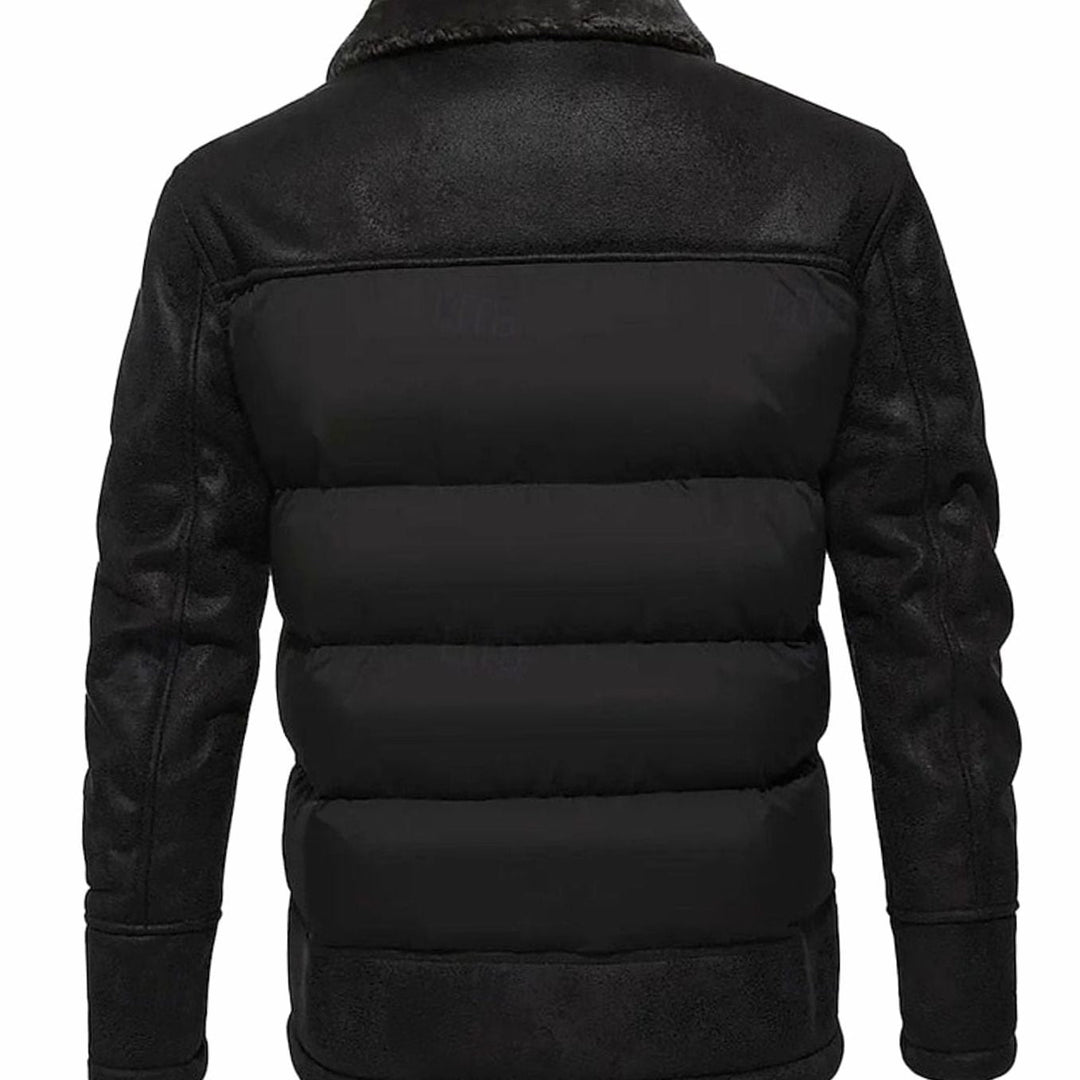 BRANNVIK chaqueta puffer acolchada hombre, piel sintética. Abrigo confortable y de moda con cuello sherpa.