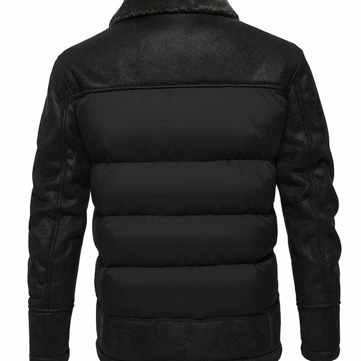 BRANNVIK chaqueta puffer acolchada hombre, piel sintética. Abrigo confortable y de moda con cuello sherpa.