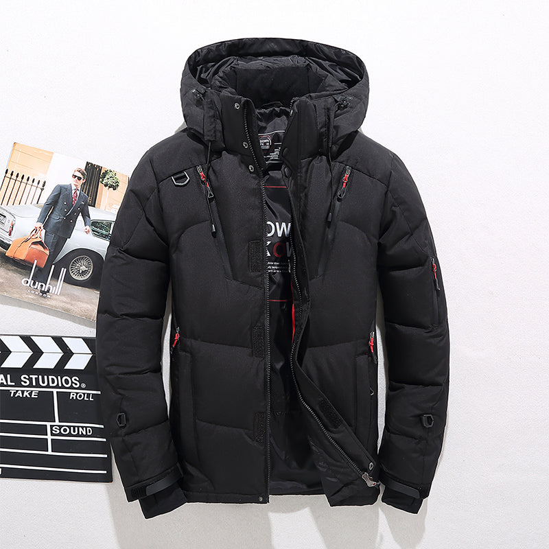 Abrigo de invierno para hombre, parka con capucha y cuello alto, ropa de abrigo de moda para el frío.