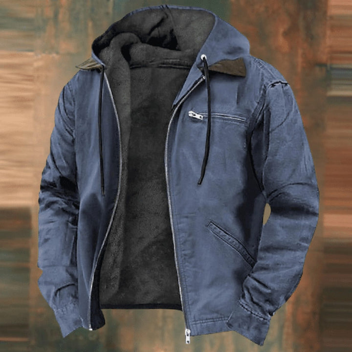 Abrigo forro polar casual para hombre, con capucha, cremallera y bolsillos. Comodidad en invierno.