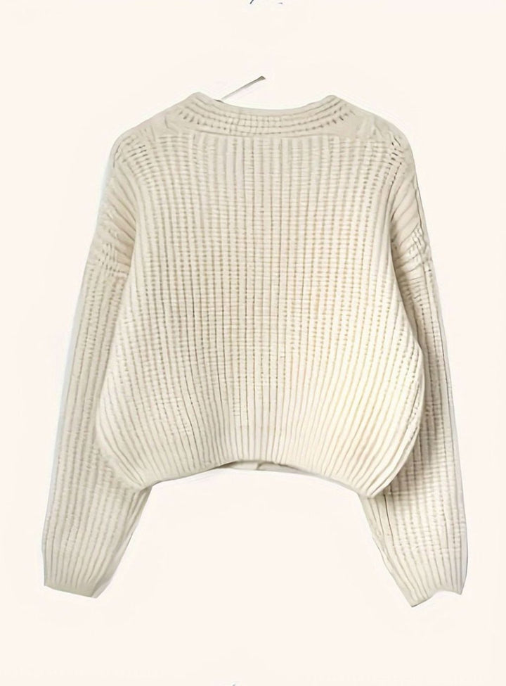 Suéter abrigo mujer oversize con diseño de punto trenzado beige, cómodo y cálido para invierno, estilo casual.