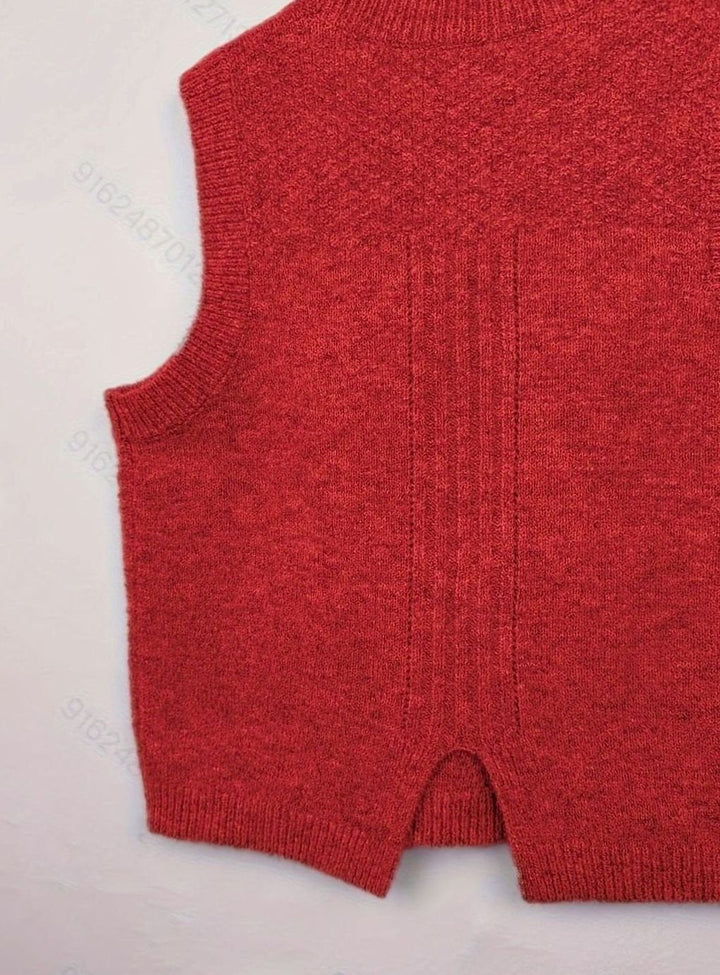Un must-have: chaleco de punto trenzado para mujer. Estilo casual, sin mangas, versátil para capas.