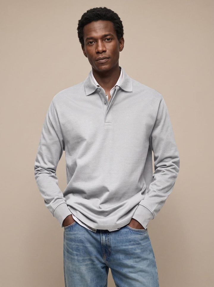 Polo de manga larga de algodón para hombre, clásico y versátil. Esencial para un guardarropa casual y smart.