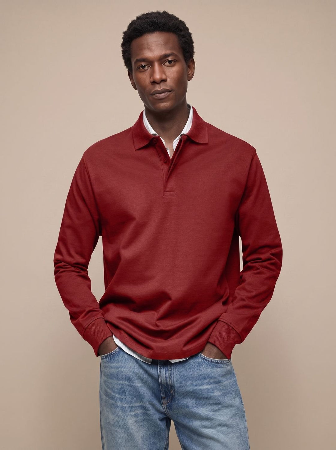 Polo de algodón de manga larga para hombre, un clásico del guardarropa. Estilo casual y durabilidad.