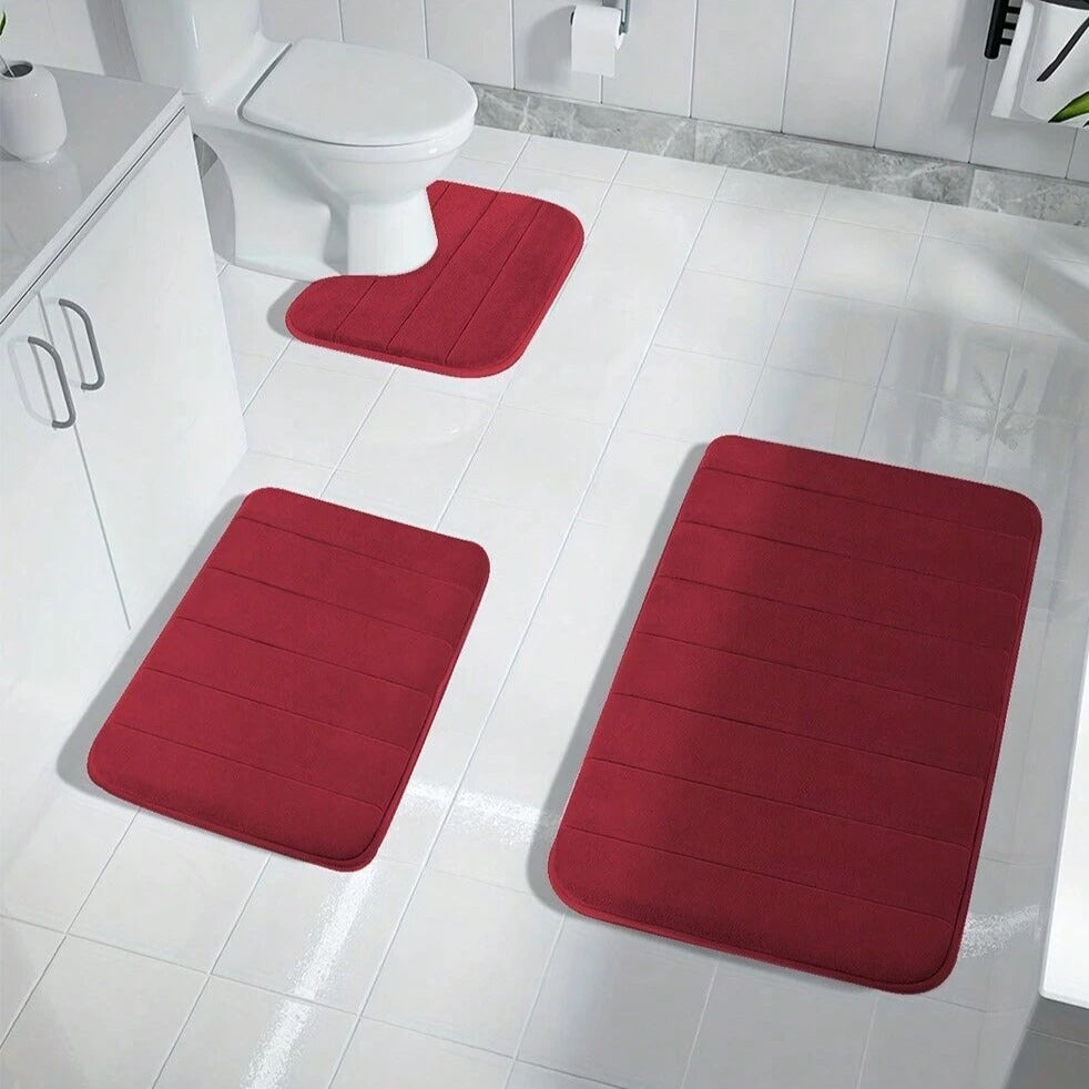 Set de 3 alfombras de baño ultra suaves de espuma viscoelástica, confort superior para tus pies mojados.