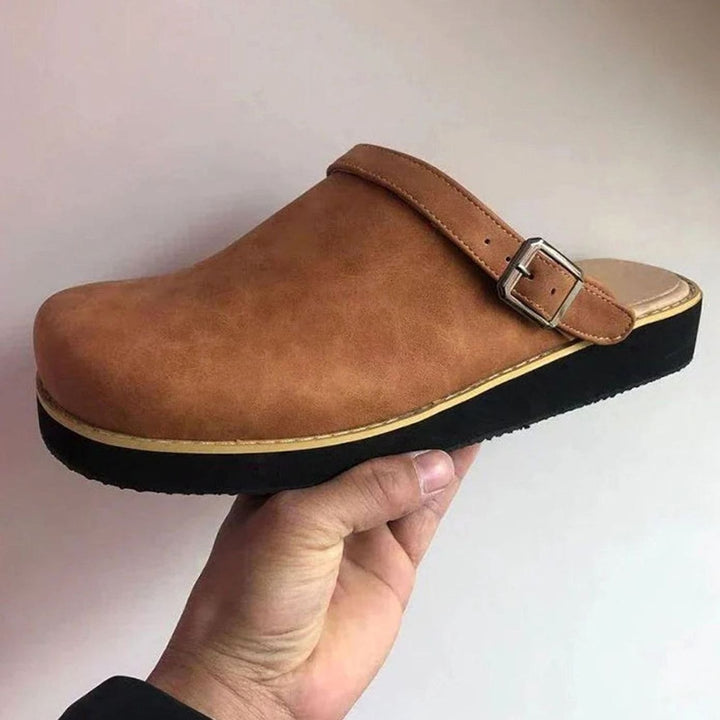 Calzado cómodo para hombre: zuecos ortopédicos sin talón con suela acolchada para caminar.