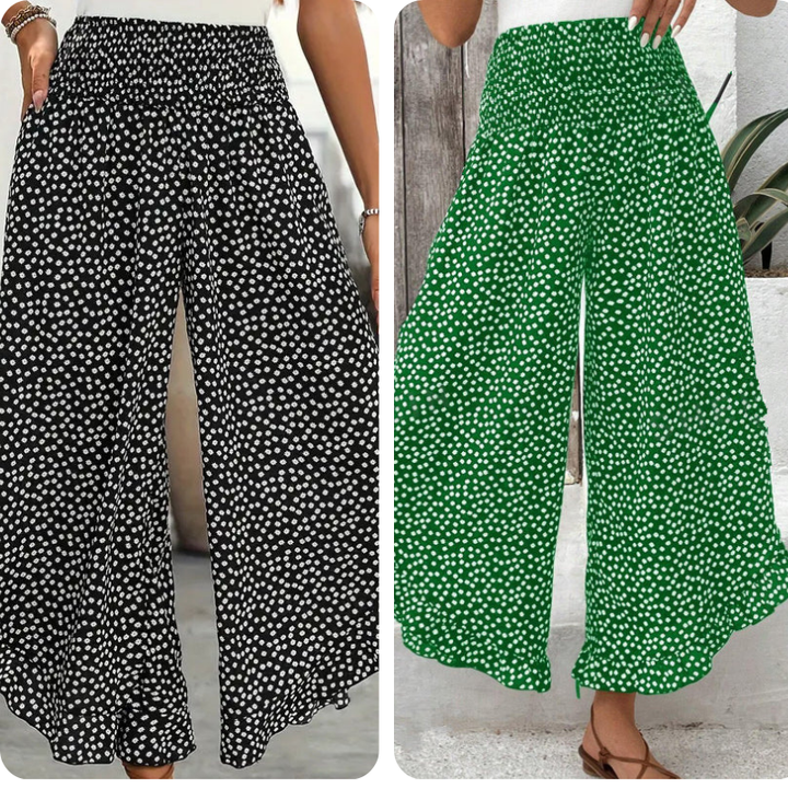 Moda femenina: pantalones fluidos de cintura alta, máxima comodidad y elegancia para cualquier ocasión.