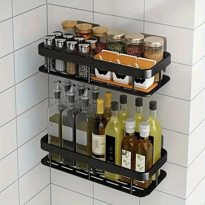 Estantería adhesiva para baño, decoración elegante sin taladros. Almacenaje moderno y duradero para tu ducha.