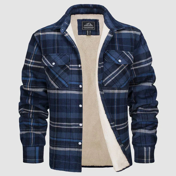 Abrigo de invierno para hombre, diseño de cuadros. Chaqueta cálida y de moda, perfecta para el frío extremo.