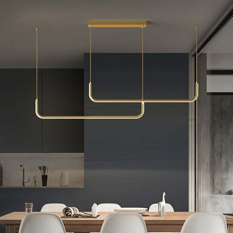 Elegante lámpara colgante LED de diseño moderno. Perfecta para iluminación de cocina, comedor o salón.