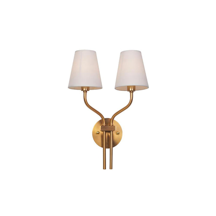 Lámpara de pared dorada doble, estilo hotel de lujo, ideal para dormitorio moderno.