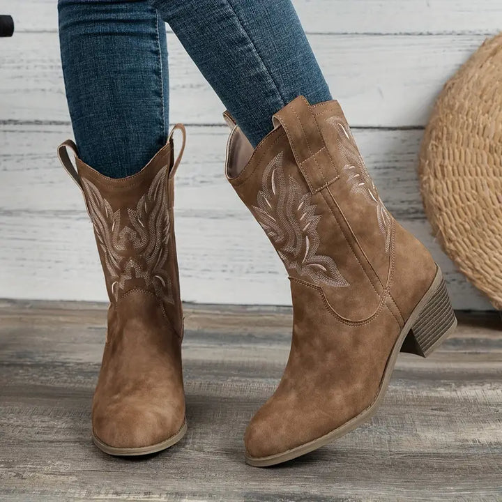 Botines tobilleros GRETA de mujer con tacón grueso. Estilo retro chic, ideal para moda femenina de invierno.
