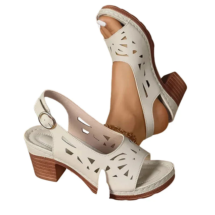 Sandalias cómodas de tacón bloque para mujer, con correa tobillo, frescas para primavera y verano.