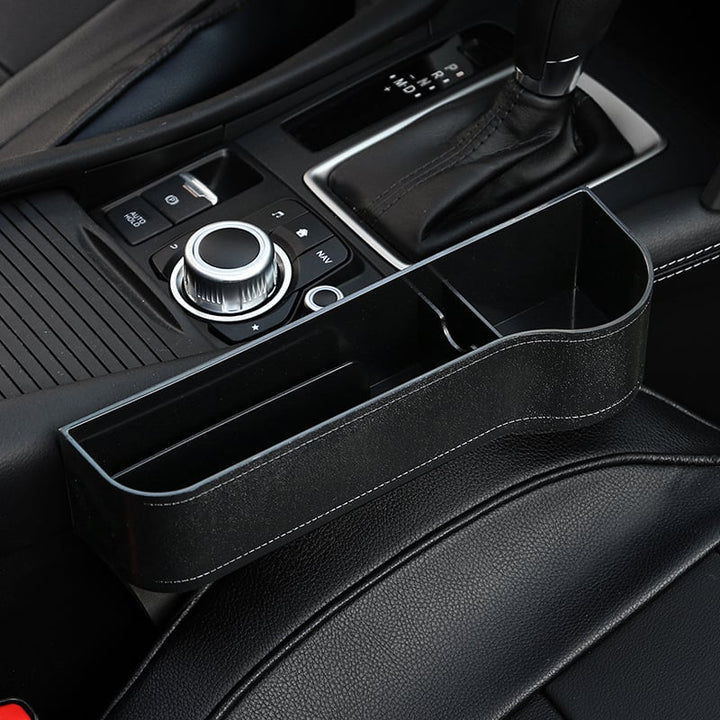 Accesorio de coche de cuero PU, organizador de consola entre asientos para un viaje sin desorden.
