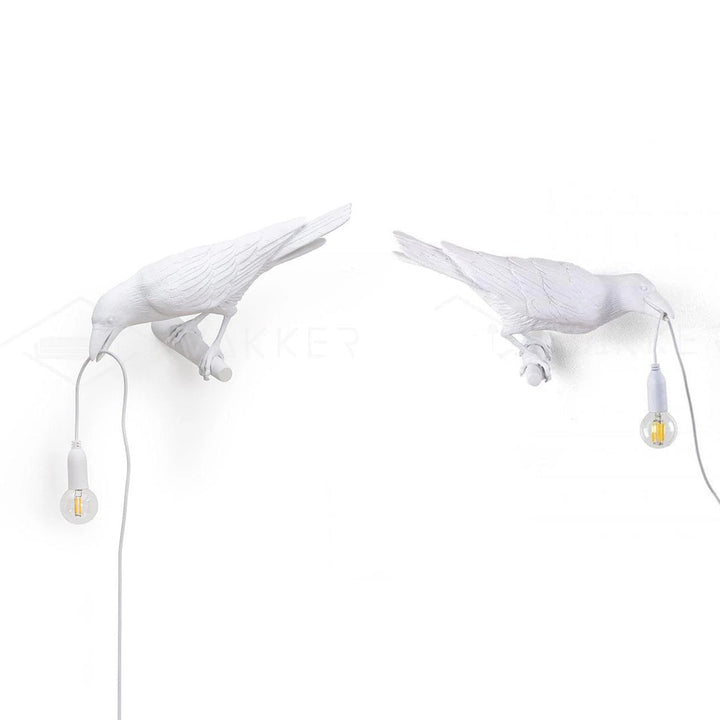 Aplique de pared creativo con pájaro, iluminación interior de fantasía para el hogar.