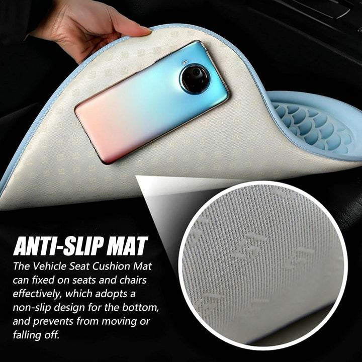 Cojín de gel refrigerante transpirable para asiento de coche, proporciona frescura y comodidad ergonómica.