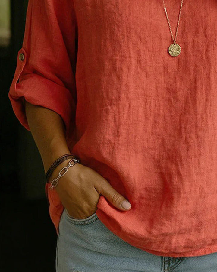 Camisa básica de mujer con cuello caído, transpirable y cómoda, ideal para el verano.