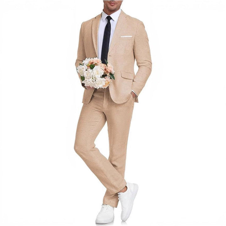 Conjunto de traje slim fit masculino, ideal para fiesta o evento casual.