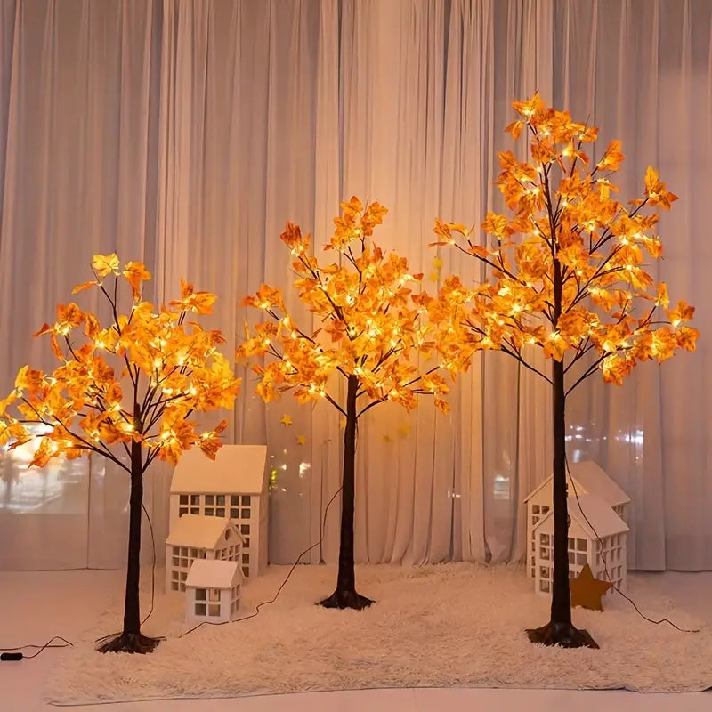 Árbol LED decorativo de otoño para el hogar, luces cálidas y ambiente acogedor.