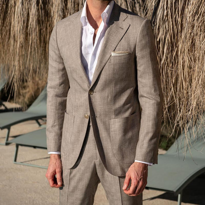 Americana de lino para hombre, slim fit, perfecta para un look casual elegante en primavera-verano.