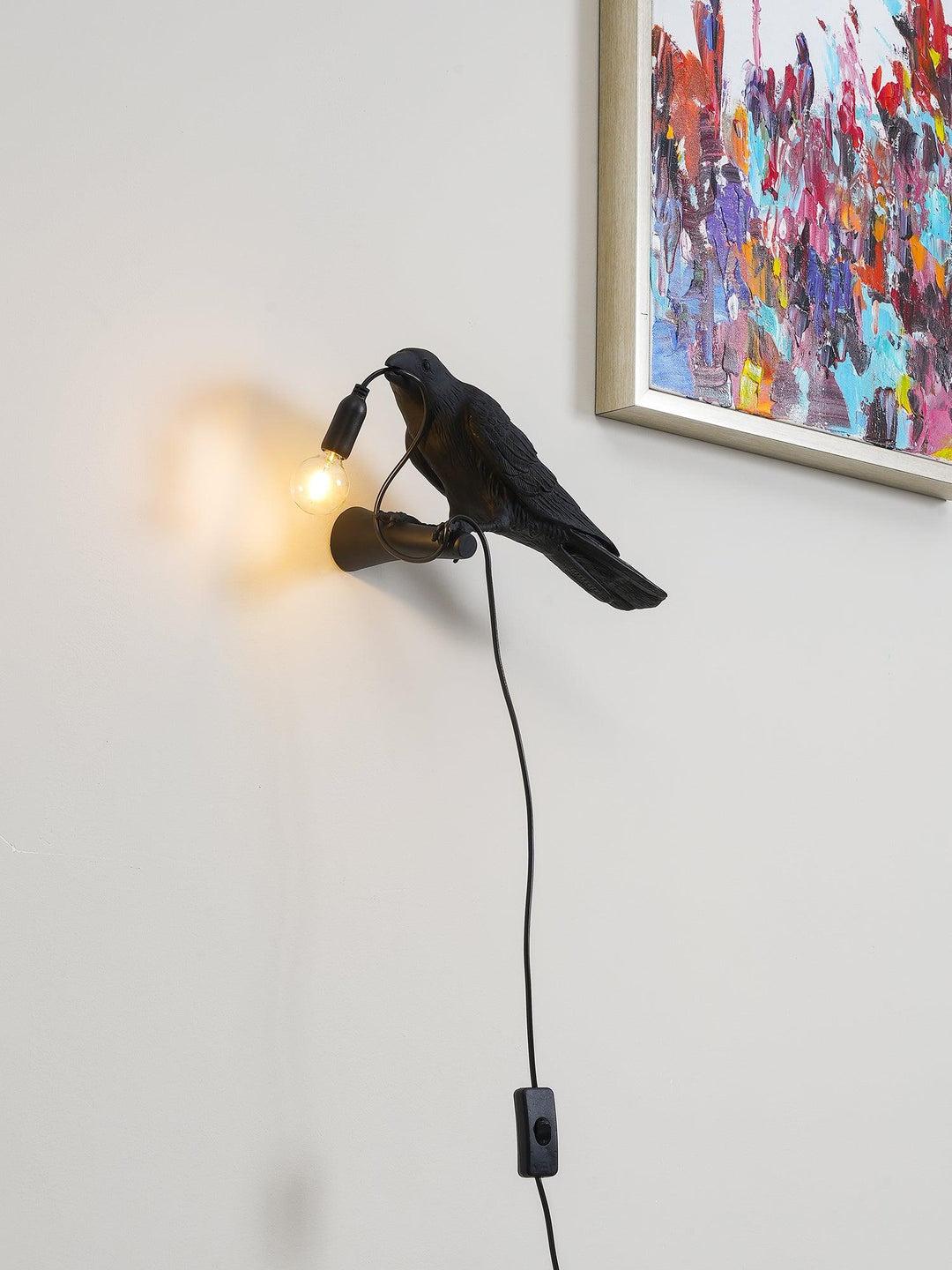 Lámpara de pared única con diseño de pájaro, luz interior estilo fantasía.