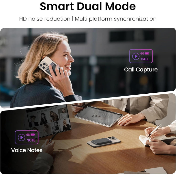 Grabadora de voz profesional MultiTalk con diseño moderno y compacto, fácil de transportar y usar en cualquier entorno.