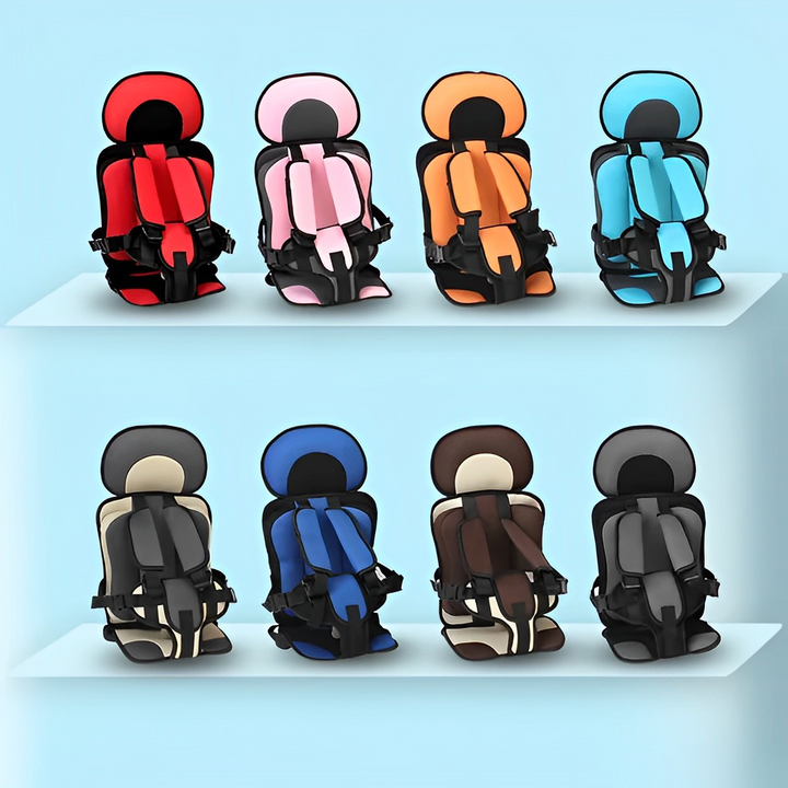Asiento para niños de coche, plegable y portátil, pensado para la seguridad y el confort.