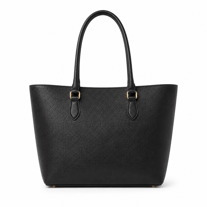 Moderno bolso tote de piel negro para mujer, accesorio elegante para tu estilo diario.