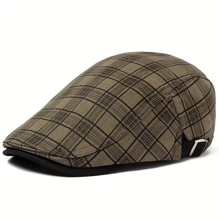 Accesorio de moda: gorra unisex de cuadros estilo vintage, ajustable para comodidad diaria.