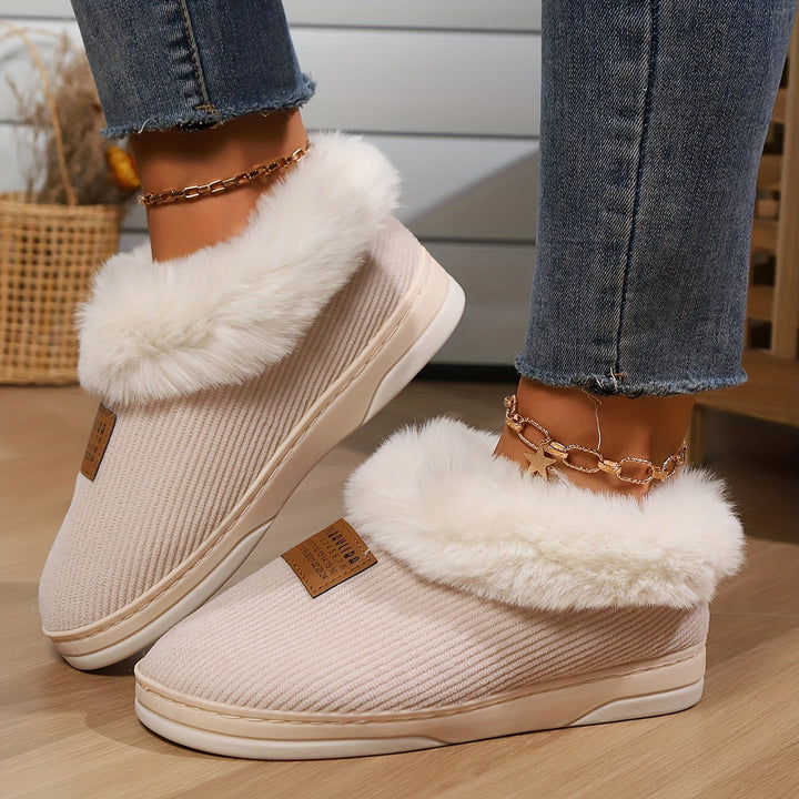 Zapatillas de invierno para mujer, suaves y cálidas. Calzado de descanso antideslizante para casa.