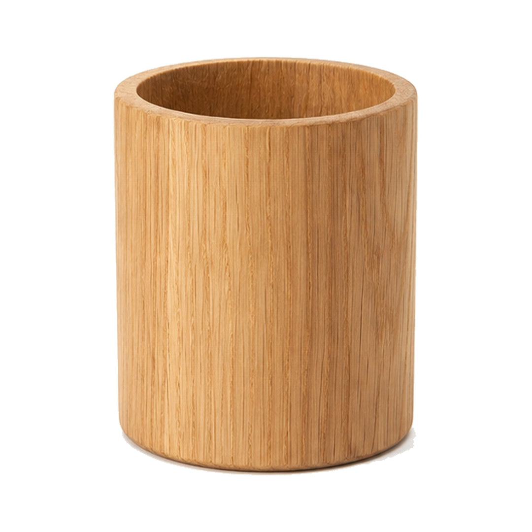 Portalápices de roble natural para escritorio, organizador de madera mate para oficina.