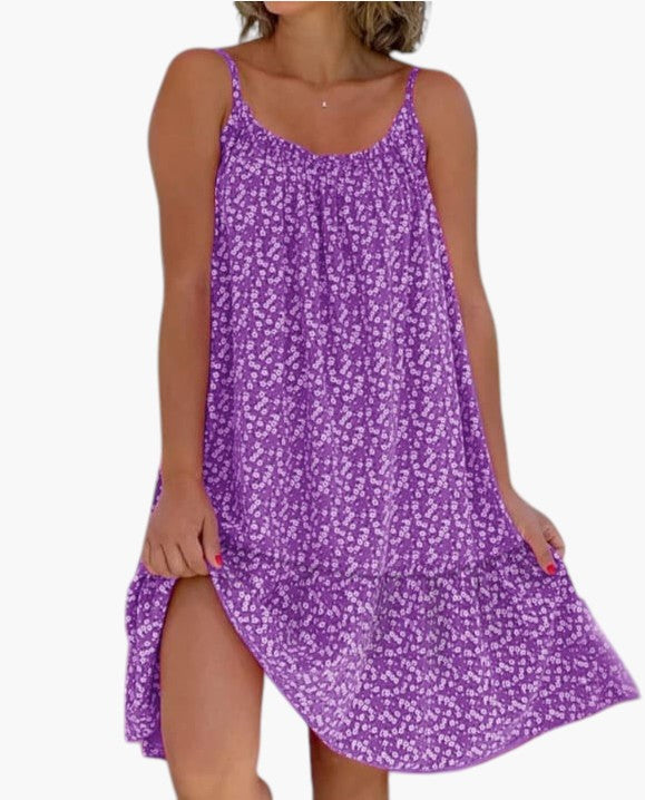Vestido de mujer para verano, estampado vibrante. Ligero, cómodo y fluido, ideal para un look casual sin esfuerzo.