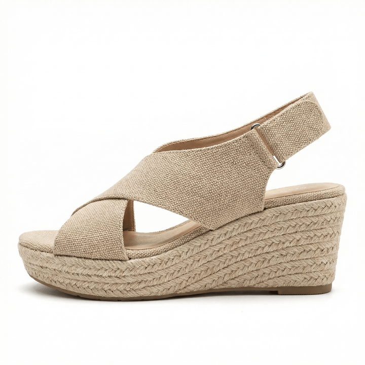 Elegantes alpargatas de cuña para mujer, sandalias de plataforma de moda para un look veraniego.