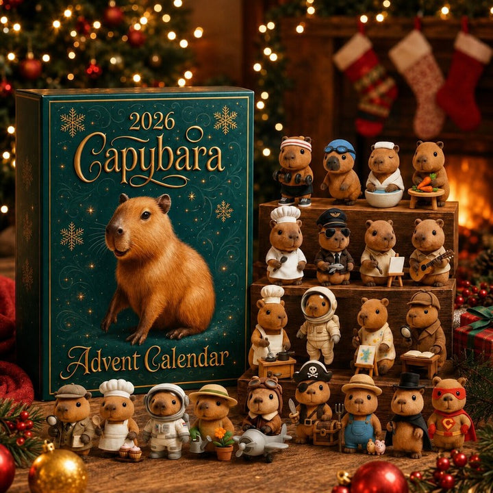 Calendario de Adviento Capibara 2026. Diseño navideño con 24 sorpresas, ideal para niños y decoración festiva.