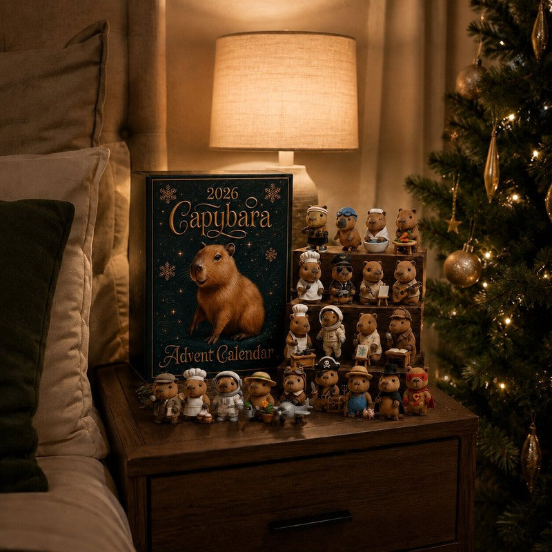 Calendario de Adviento Capibara 2026 con 24 sorpresas temáticas. Emocionante regalo navideño para niños.