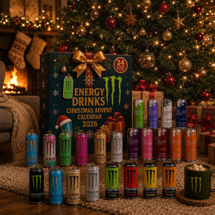 Un original calendario de Adviento con 24 bebidas energéticas, el regalo perfecto para las fiestas.
