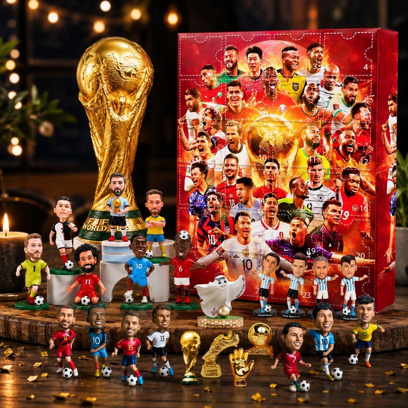 Calendario Adviento Fútbol Mundial para niños, 24 sorpresas deportivas diarias.